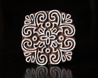 Pottery Stamps, Indian Wood Stamp, Textile Stamp, Wood Blocks, Tjaps, Printing Stamp- Square Floral