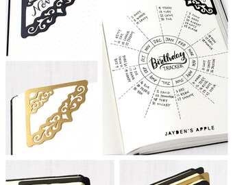 Bookmarks, Bullet Journal Bookmarks, Stainless Steel Decorative Stencil Corner Bookmarks - (Corner B)