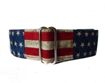 Martingale Dog Collar American Flag, Stars and Stripes Martingale Collar 1.5 Inch Martingale, 1.5 Inch Dog Collar, Greyhound Collar