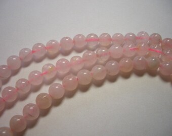 Natural Rose Quartz beads, 8mm gemstone beads, full strand, natural gemstone beads, rose, light pink, nice quality beads, 8mm round beads
