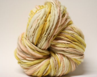 Handspun Thick and Thin Slub Merino Wool Yarn tts(tm) Hand dyed Half-Pounder LR 1604x