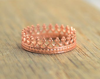 Rose Gold Crown Ring, Princess Ring, Rose Gold Ring, Tiara Ring, Rose Gold Princess Ring, Queen Ring, Princess Crown Ring, Unique Ring