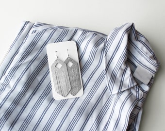 Silver Fringe Leather Drop Earrings, fringe earrings, the leather drop, leather fringe, silver earrings, silver jewelry