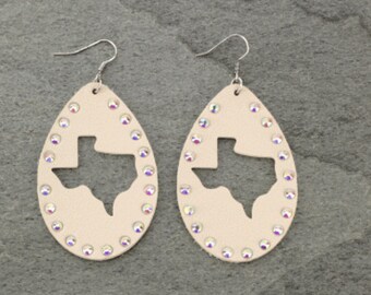 Texas rhinestone tear drop earrings