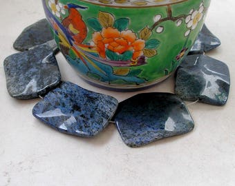 Dumortierite Bead Large Rectangle Denim Blue Gemstone For Beaded Jewelry Making Metaphysical Healing Stones