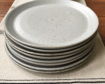Wheel thrown stoneware dinner plates/ matte gray pottery/ speckled stoneware/ handmade pottery/ colonial Collections Stoneware/ TN pottery