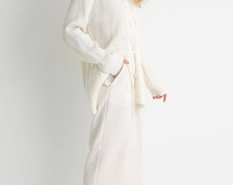 90s White Oversized Cardigan L