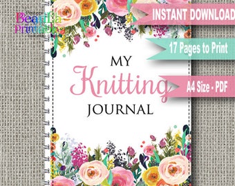 Knitting Journal Planner, Printable Knitting Journal, Knitting Notebook, Printable Planner, Printable PDF, Greeting Cards, Instant Download