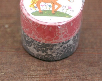 Mihani Kobo x Classiky Washi Masking Tape - Surrounded by Garlands - Set of 2 in Pink & Gray