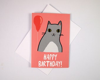 Cat Birthday Card - Happy Birthday - Birthday Card - Cat Birthday Card - I like Cats - Cats - Birthday - Cat Card - cat greetings card