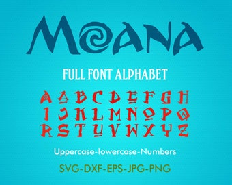 Moana font SVG, Moana svg, Moana alphabet svg, silhouette font EPS png jpg files. Disney font svg dxf for Silhouette Cameo or Cricut