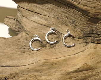 Moon Charm - Sterling Silver - 13mm - Crescent Moon - Sold Per Piece