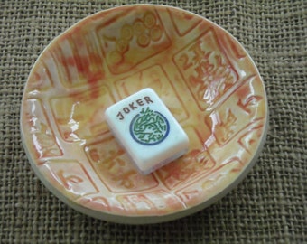Mahjong Bowl - Oriental Bowl - Mahjong Snack Dish - Mahjong Pottery - Chinese Symbols - Mahjong Gift - Oriental Pottery