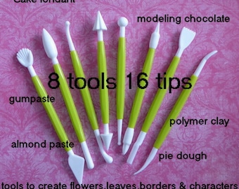 Sugar Craft Tool Set Cake Decorating Sculpting Modeling Veining Shell Comb Fondant Chocolate Almond Paste Gum Paste Polymer Clay Flower