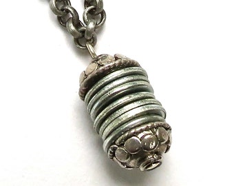 Hardware necklace-silver chain-industrial necklace-hardware washer necklace-industrial pendant-Repurposed-found object-Washer Pendant