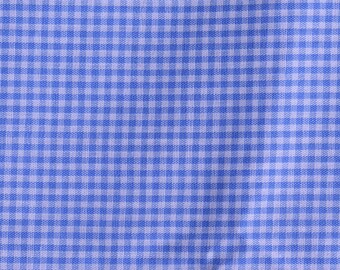 Gingham Print Cotton Fabric 1/16" Blue Gignham Check fabric