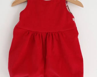 Baby girl romper in velvet milleraies