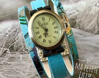 Oval bronze bracelet Watch Blue