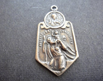 Solid bronze St. Christopher pendant, bronze st. Christopher