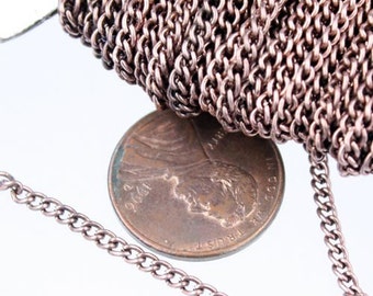 100 feet of Antique Copper Finished Curb Chain bulk chain - 2.2mm 0.6mm Unsoldered Link