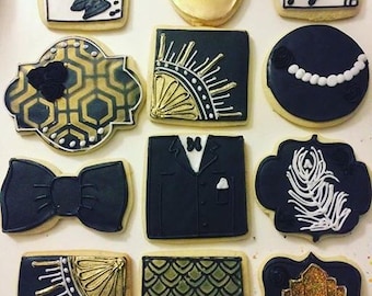 1 dozen art deco 20s theme cookies!
