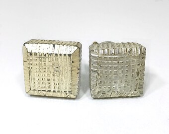 Gold Square Knobs, Art Deco Mercury Glass, Antique Hardware, Historical Drawer Pull, Reproduction Glass Knob, Jewelry Holder, Gold Knob