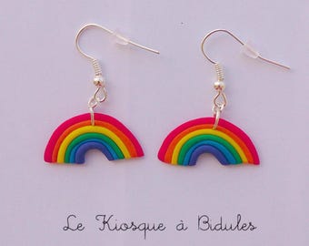 Arc en ciel - Boucles d'oreilles en fimo