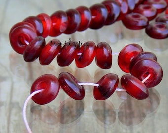 Red Horn Donut Rondelle Beads 50