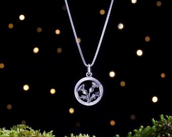 Sterling Silver Scottish Thistle - Small, Double Sided - (Charm Only or Necklace)
