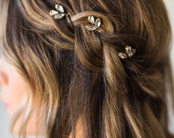Crystal Hair Pins Bridal Hair Pins Wedding Hair Pins Silver Hair Pins Gold Hair Pins Bridal Bobby Pins Minimal Hair Pins Headpiece #159