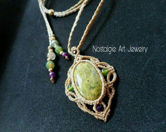 Macrame Ruby zoisite necklace