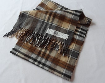 Vintage Flannel Scarf, Women's Scarf, Men's Scarf, Browm Scarf, Vintage Men's Scarf, Vintage Scarves, Plaid Flannel Scarf, Plaid Scarves