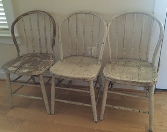 Primitive Antique Spindle Back Chair, Kitchen Chairs, Bentwood Chair, Grange, Farmhouse