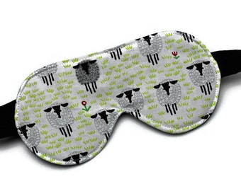 Woman's Sleep Mask, Eye Mask, Travel Accessory, Sheep, Spa Mask, Handmade in Canada, Valentine's Gift for Her, Mother's Day, Green