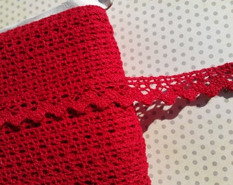 Red Cluny Lace - Sewing Trim - Torchon Crochet Lace - 5/8" Wide