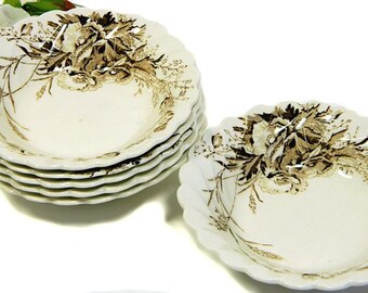 Six Clarice Cliff Dinnerware Harvest Pattern Fruit Bowls Wilkinson