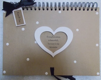 Personalised Vintage Heart Shabby Chic Love Story Engagement Anniversary Memory Scrapbook Album Gift A4 Size 40 Pages