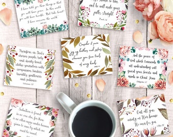 Scripture Cards, Printable 3"x2.5", Instant Download, 9 Inspirational Bible Verse Hang Tags, Art Journal Collage Sheet, Digital Scrapbooking