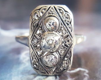 Antique Engagement Ring | 1920s Art Deco .68 CTW Diamond Engagement Ring in 14K White Gold Size 7 1/2