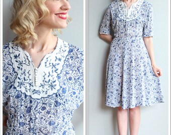 1940s Dress // Under the Sea Rayon Dress // vintage 40s dress