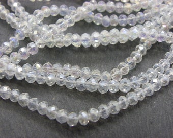 138 pearls 3 x 2 mm bright white abacus Crystal