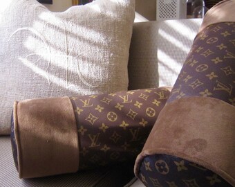 LOUIS VUITTON Style Lumbar Round Bolster Pillow 16 x 6" Velvet Only Available Here