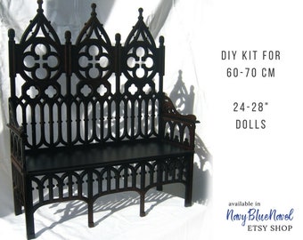 Gothic SOFA for 60-70 cm (24-28") doll PRE-ORDER diy doll furniture kit dollhouse furniture laser cut unpainted bjd bench sd couch chair