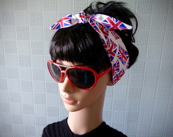 UK flag scarf, patriotic hair scarf, patriotic bandana, Union Jack headband