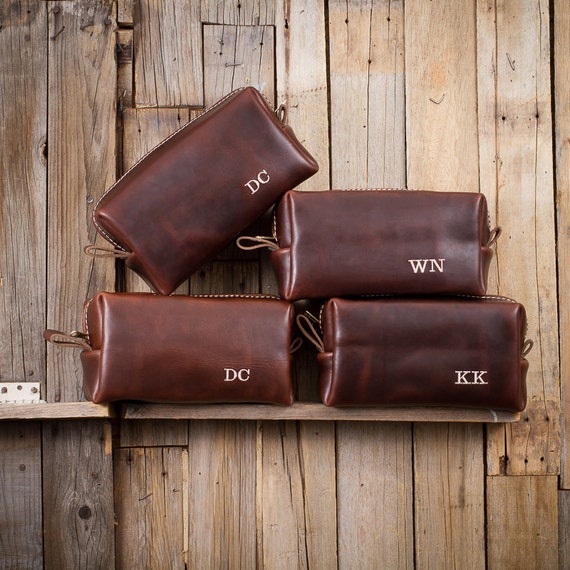Items similar to Famous Horween Leather Men's Toiletry Bag Dopp Kit Shaving Bag Groomsman Gift