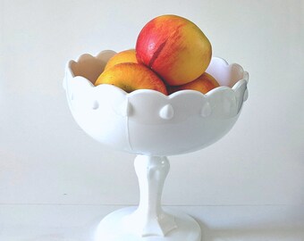 Milk Glass Pedestal Bowl // Teardrop // Wedding // Centerpiece