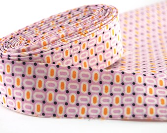 Quilt Binding; Double Fold Binding ready to use; lavendar purple orange 30's reproduction, Cut at 2 1/2" and folded to 1 1/4"