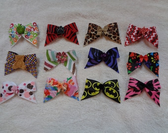Dog Grooming Bows BIG DOG lot set 12 XXL size for bigger dogs (medium - large) style color variety handmade pet accessories