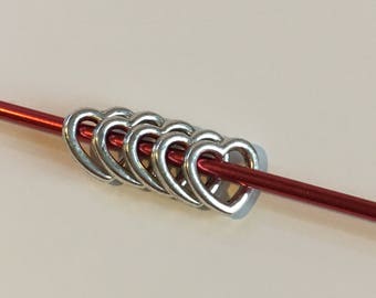 Heart stitch markers (set of 5)
