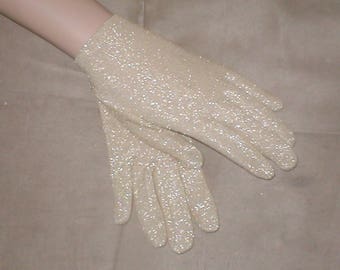 Vintage Gold Lurex wrist length Gloves